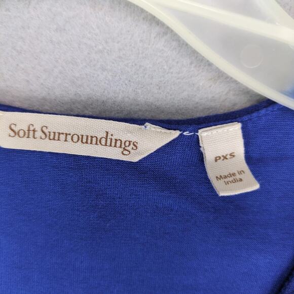 Soft Surroundings Cotton Gauze A-Line Dress Sz PXS Periwinkle Blue V-Neck Casual - Picture 5 of 10